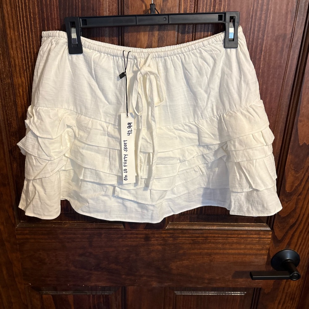 Mustard Seed White Tiered Ruffle Skort